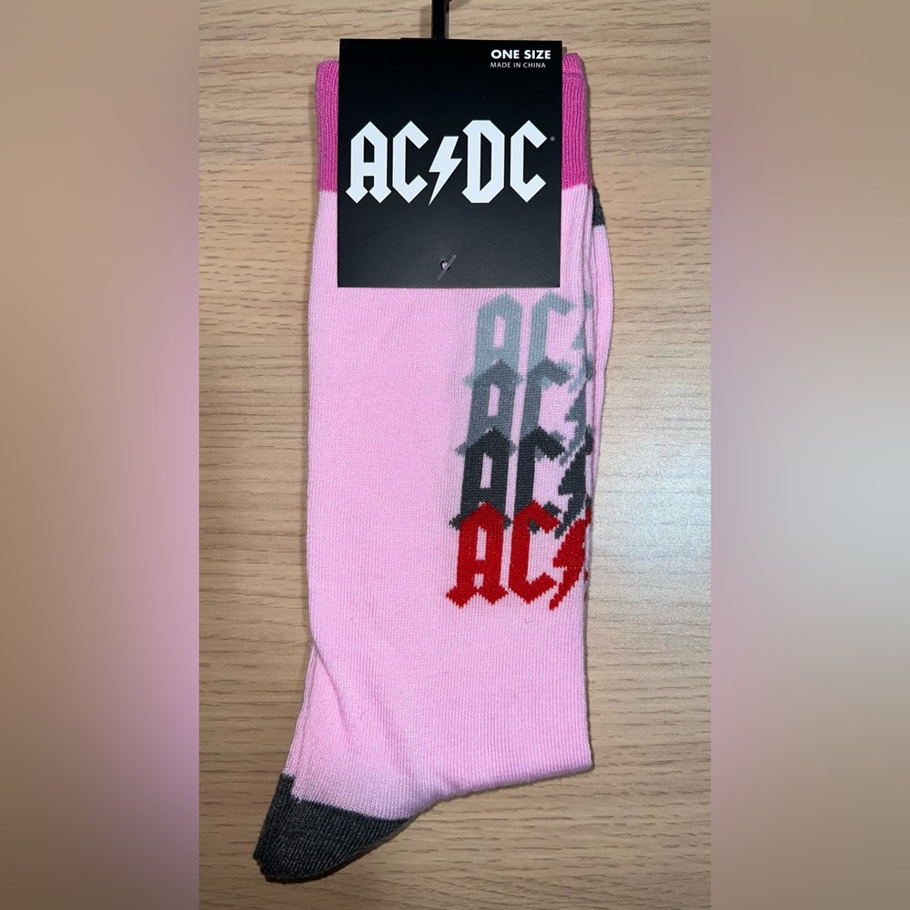 AC/DC Pink Logo Crew Socks